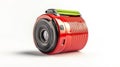 Red Camera Design with Green Top on White Isolated Background Royalty Free Stock Photo