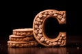 Creatively forming the letter C using cookie