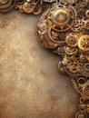 Creatively illustrating a brain made of intricate gears, this artwork emphasizes the connection between human thought Royalty Free Stock Photo