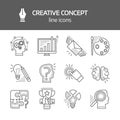 Creativie Concept Linear Monochrome Icons