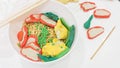 Creativity activity hobbies egg noodle with dumpling and pork re