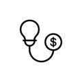 Creativity, bulb, coin, dollar icon. Simple line, outline vector elements of innovations icons for ui and ux, website or mobile