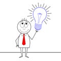 Businessman cartoon with a lightbulb - creativity concept Royalty Free Stock Photo