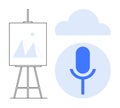 Creativity and Communication Tools Artboard, Microphone, and Cloud Storage Icons Royalty Free Stock Photo