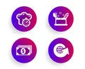 Creativity concept, Banking and Cooking timer icons set. World globe sign. Vector Royalty Free Stock Photo