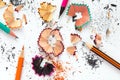 Creativity Concept Image of color Pencils and Wood Chips