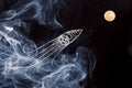 Creativity concept moon space ship background Royalty Free Stock Photo