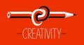Creativity concept with pencil tied in a knot vector design, artist or writer. Royalty Free Stock Photo