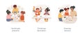 Creativity development in early education isolated cartoon vector illustration set. Royalty Free Stock Photo