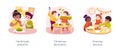 Creativity development in early education isolated cartoon vector illustration set Royalty Free Stock Photo