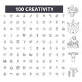 Creativity editable line icons, 100 vector set, collection. Creativity black outline illustrations, signs, symbols