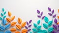 Creativity and Growth abstract background with colorful paper cut leaves. AI generated