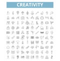 Creativity icons, line symbols, web signs, vector set, isolated illustration