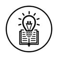 Creativity, idea, creative, knowledge, book icon. Black vector design