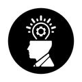 Creativity, idea, user icon. Black vector sketch