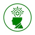 Creativity, idea, user icon. Green vector sketch