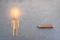 Creativity ideas concept with man paper cut and light bulb head