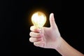 Concept of new idea and innovation with light bulbs. Royalty Free Stock Photo