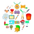 Creativity intelligence icons set, cartoon style