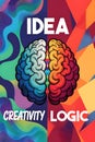 Creativity And Logic Brain Poster Design Highlighting Idea Generation And Thinking Balance Royalty Free Stock Photo