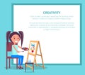 Creativity Poster with Girl Drawing Vase Vector