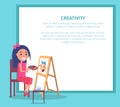 Creativity Poster with Girl Drawing Vase Vector