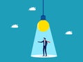 Creativity. smart businessman under the light bulb. business concept vector