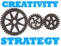 Creativity and Strategy concept near three metal gears