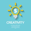 Creativity symbol with light bulb and dollar sign