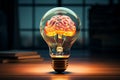 Creativity unleashed Brain and light bulb combine for ingenious concepts
