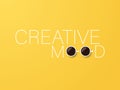 Creativity vector motivational poster with creative typography and coffee cups on yellow background. Royalty Free Stock Photo