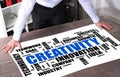 Creativity word cloud concept on a desk Royalty Free Stock Photo