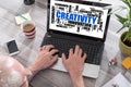 Creativity word cloud concept on a laptop screen Royalty Free Stock Photo