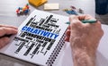 Creativity word cloud concept on a notepad Royalty Free Stock Photo