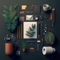 Creator, designer asset elements, top view, knolling items. Generative Ai