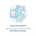 Creator economy turquoise concept icon