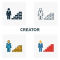 Creator outline icon. Thin line element from crowdfunding icons collection. UI and UX. Pixel perfect creator icon for web design, Royalty Free Stock Photo