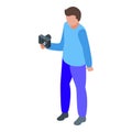 Creator vlogger icon isometric vector. Video live