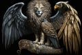 A creature with the body of a lion, the wings of an eagle background Generative AI