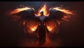 A creature of pure passion and fire a winged being of flames Fantasy art. AI generation Royalty Free Stock Photo