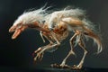 A creature seamlessly transforms from one form to another with fur and bones