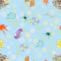 Creatures of A Mysterious Fantastic Microworld, Seamless Pattern. Background for Design Solutions