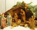 Creche Nativity Scene, manger, animals, joseph, mary, Baby Jesus Royalty Free Stock Photo