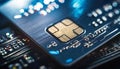 Credit bank card with chip. Electronic pay security