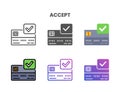 Credit Card Accept icon set with different styles. Royalty Free Stock Photo