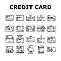 credit card bank payment money icons set vector Royalty Free Stock Photo