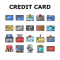 credit card bank payment money icons set vector Royalty Free Stock Photo