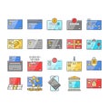 credit card bank payment money icons set vector Royalty Free Stock Photo