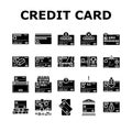 credit card bank payment money icons set vector Royalty Free Stock Photo