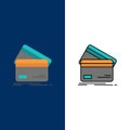 Credit card, Business, Cards, Credit Card, Finance, Money, Shopping  Icons. Flat and Line Filled Icon Set Vector Blue Background Royalty Free Stock Photo